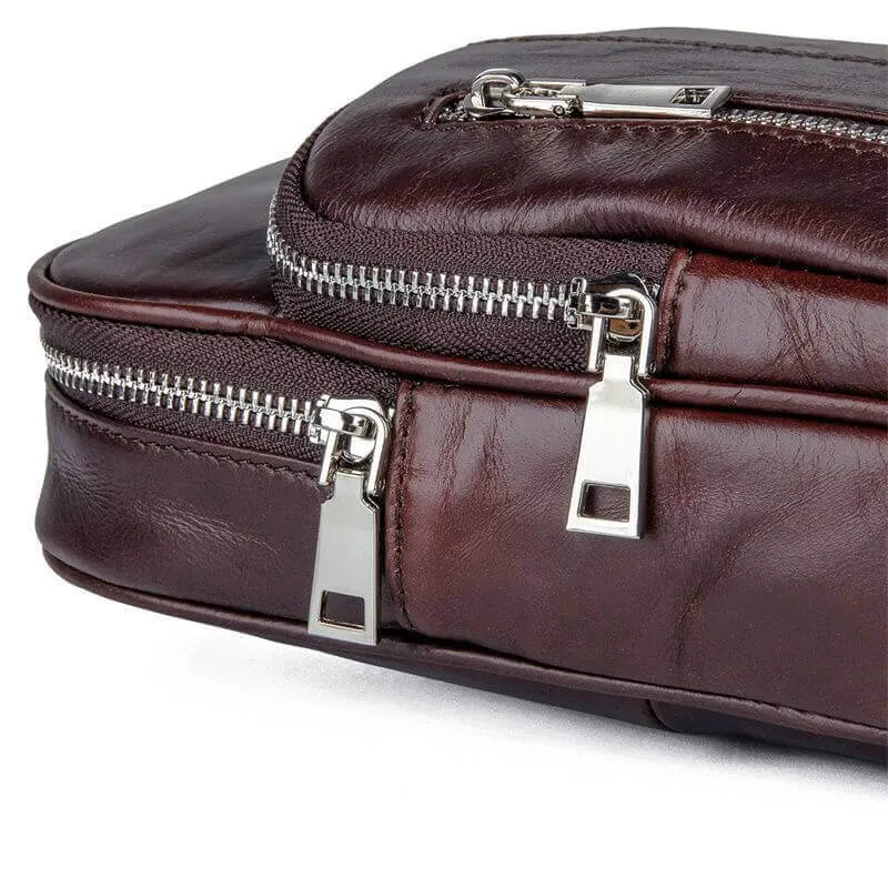 Premium Men's Coffee Leather Sling Bag - Stylish & Practical Chest Bag