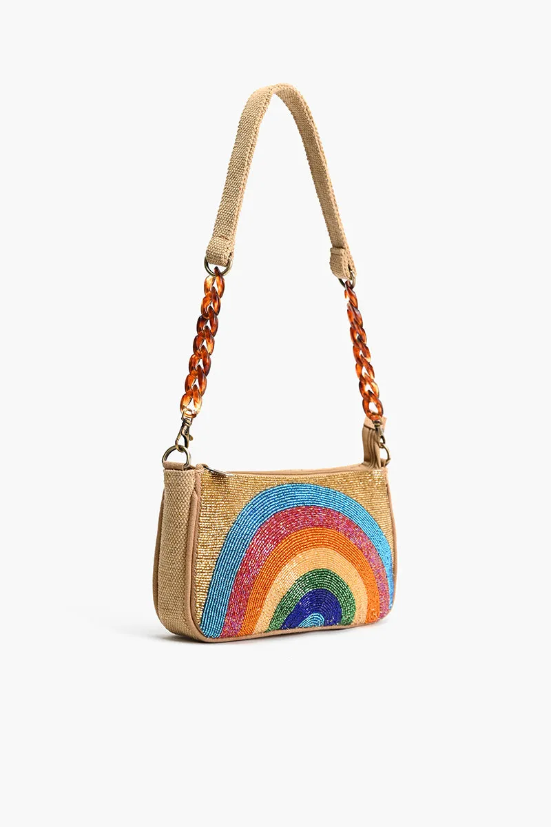 Psychedelic Spiral Beige Shoulder Bag