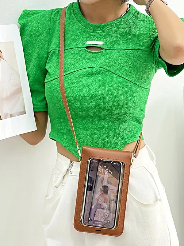 PU Simple Solid Color Sling Bag Shoulder Bag