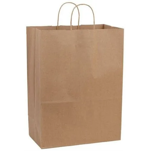 Recycled Natural Kraft Shopping Bags. - 13.70" x 9.60" x 17.50