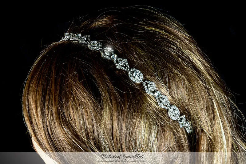 Rena Vintage Silver Hair Tie Headband | Swarovski Crystal