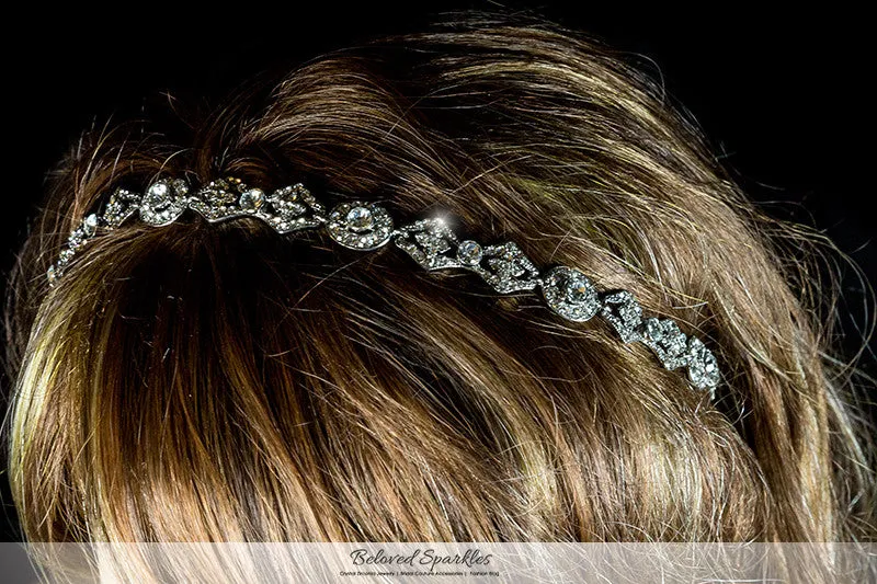 Rena Vintage Silver Hair Tie Headband | Swarovski Crystal