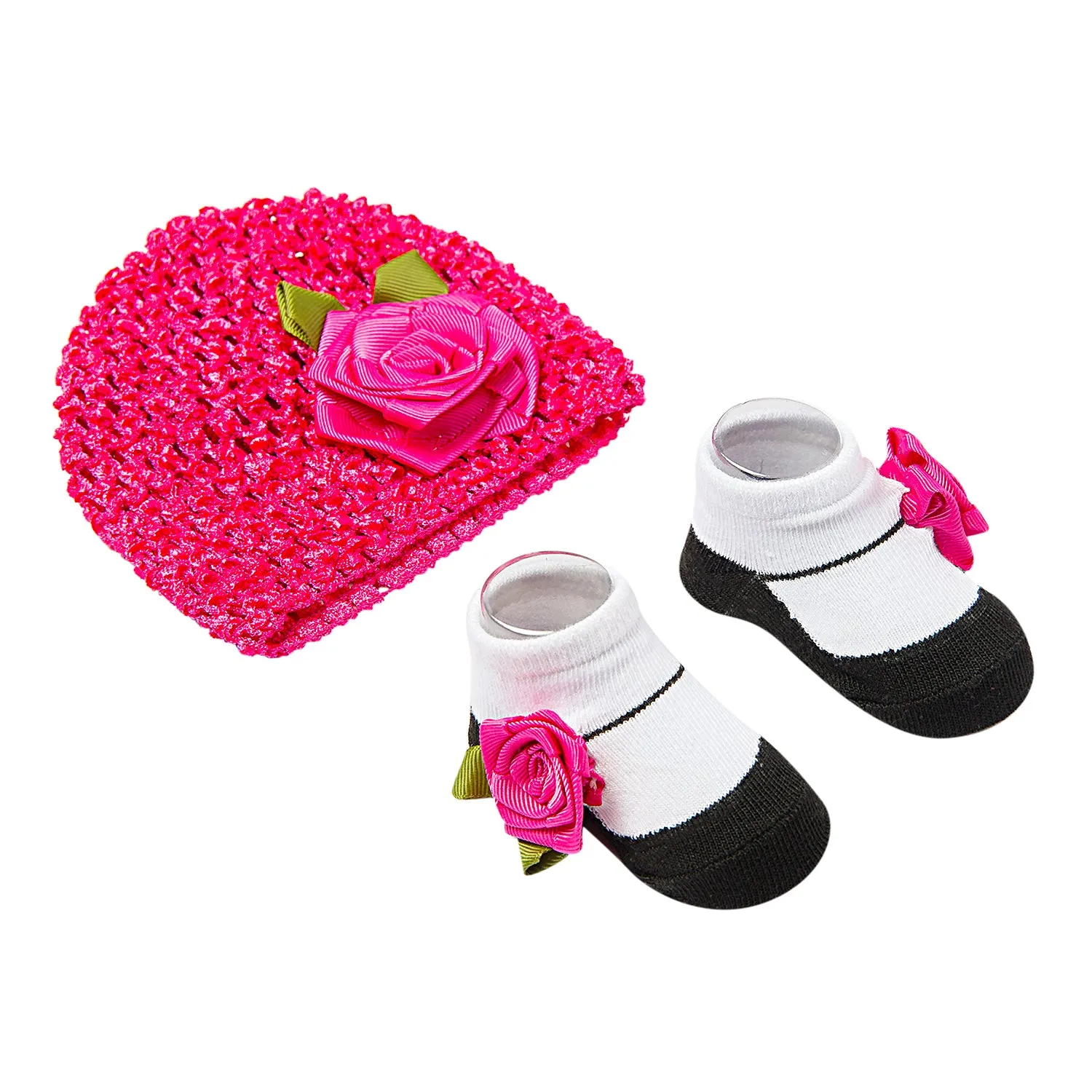 Rosy Pink Socks And Cap Set