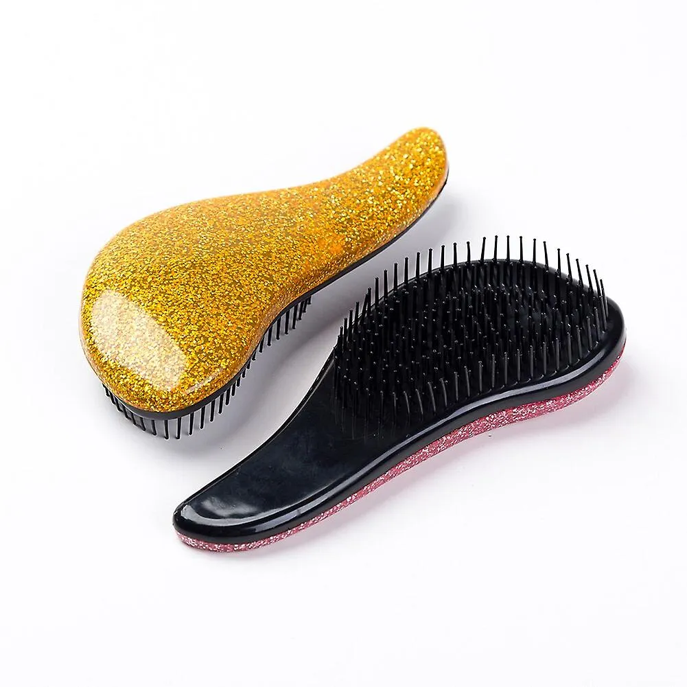 Sliver 2Pcs/Lot Handle Comb Anti-Static Massage Hair BrUSh Tangle Detangle Shower Massage HairbrUSh Comb Salon Hair Styling Tool Fa0078