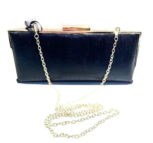 Small Black Evening Clutch  Bag with Gold Chain