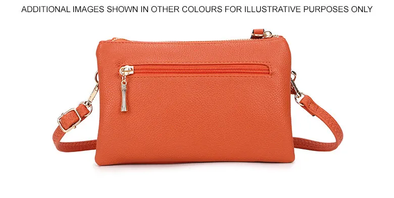 SMALL MULTI-POCKET CROSS BODY CLUTCH BAG WITH WRISTLET - TAN