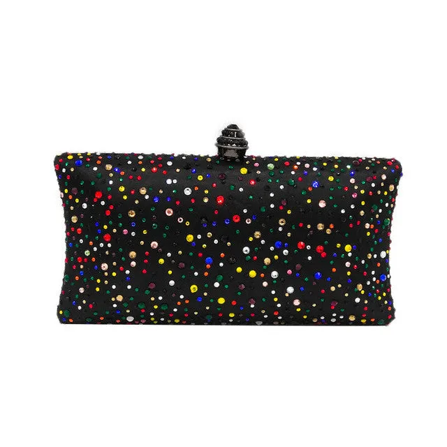 Sparkling Yellow Crystal Evening Clutches Women With Rhinestones Bridal Purses Wedding Prom Box Clutch Bag Handbags Shoulder Bag