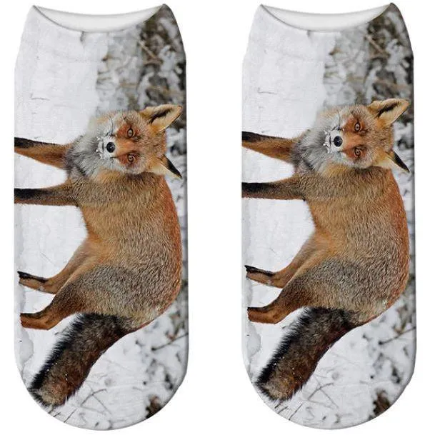 Stylish Enchanting Men & Women 3D Fox Print Socks