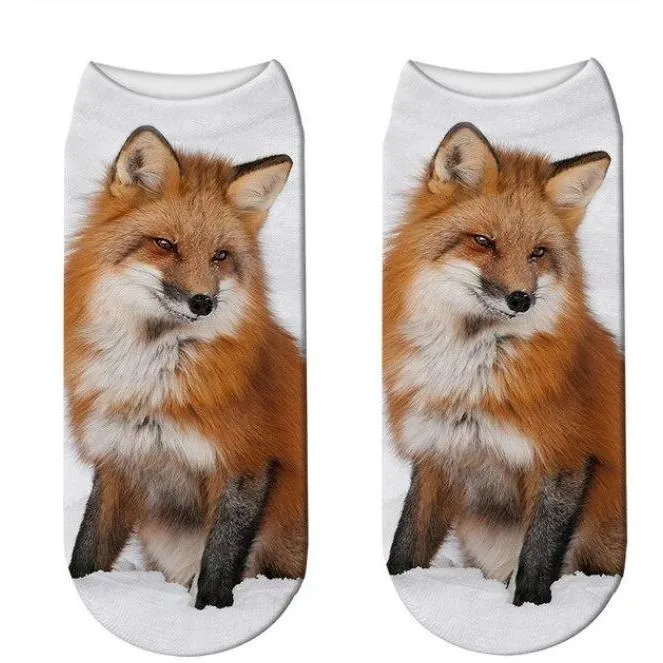 Stylish Enchanting Men & Women 3D Fox Print Socks