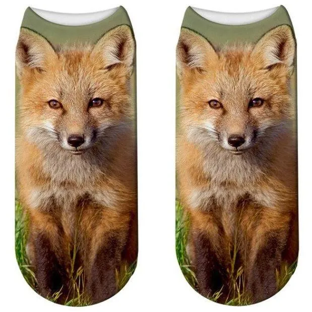 Stylish Enchanting Men & Women 3D Fox Print Socks