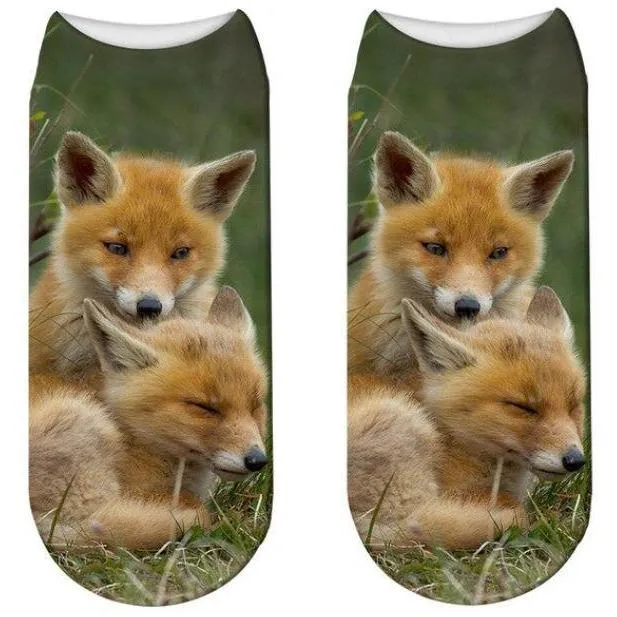 Stylish Enchanting Men & Women 3D Fox Print Socks