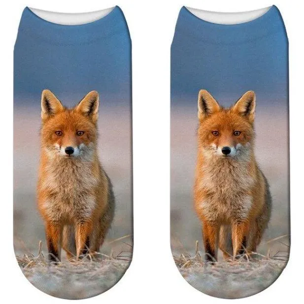 Stylish Enchanting Men & Women 3D Fox Print Socks