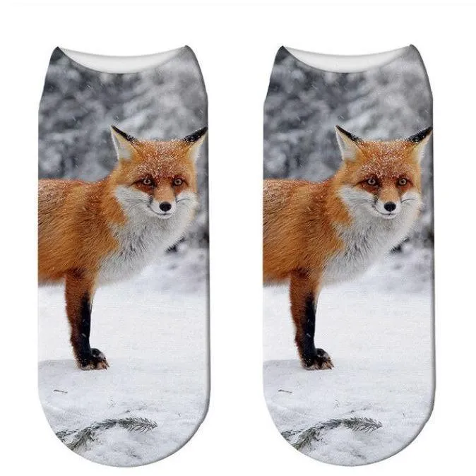 Stylish Enchanting Men & Women 3D Fox Print Socks