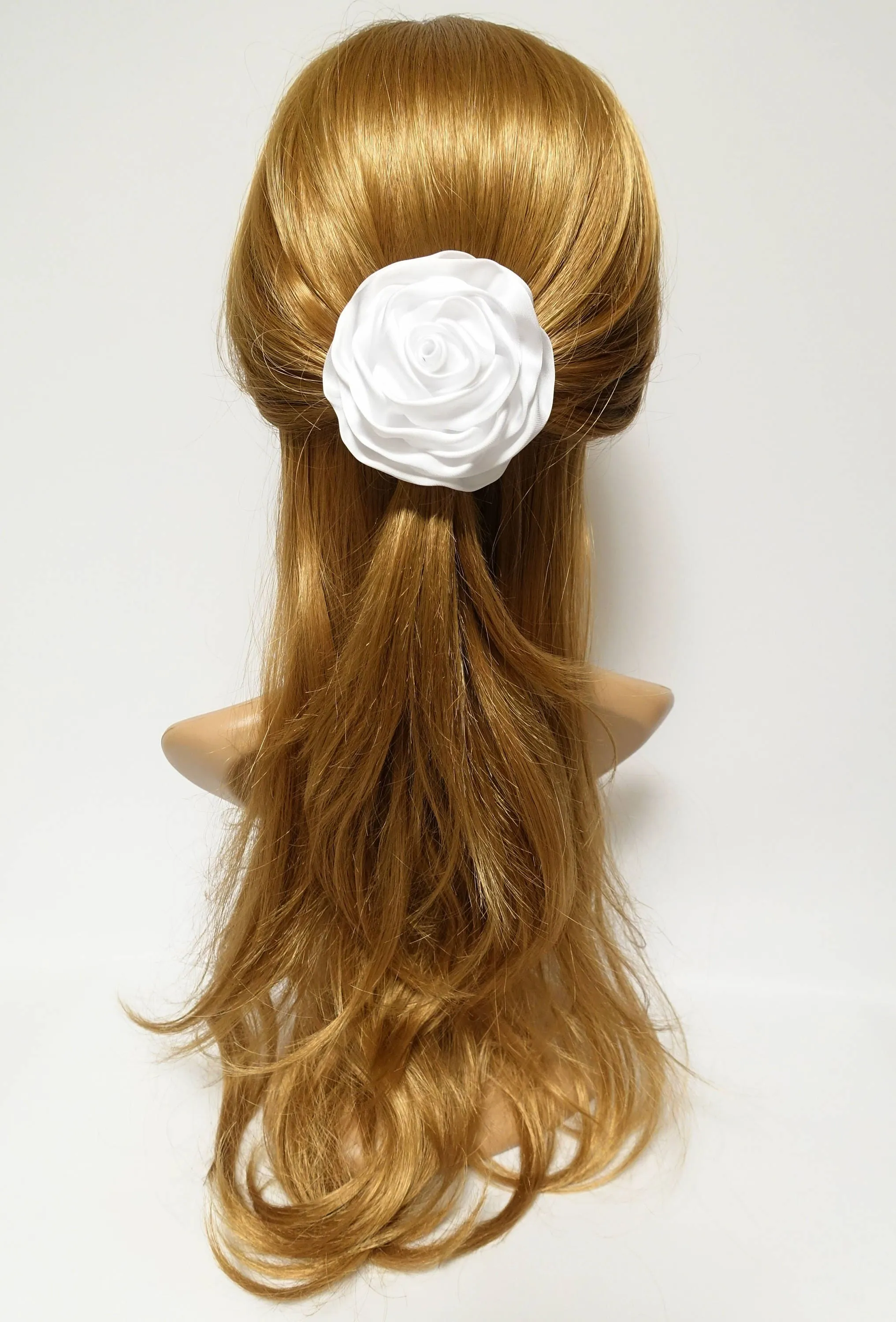 White Rose Flower Hair Clip Women Flower Corsage Brooch Accessories