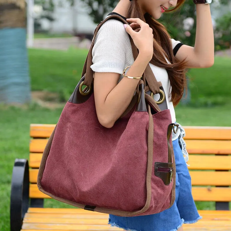 women's canvas large capacity practical korea fashion simplism crossbody bag