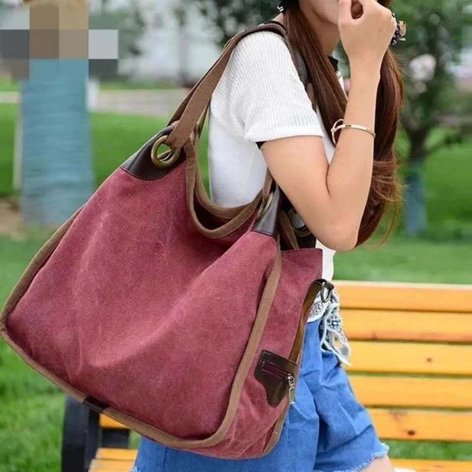 women's canvas large capacity practical korea fashion simplism crossbody bag