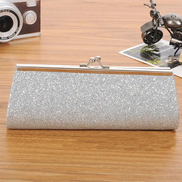 YEJIA FASHION Dazzling Evening Party Bag Women Handbag Chain Design Long Envelope Bags Elegant Lady Phone Card Bag Coin Wallet